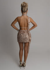 Forgiven Aura Cowl Neck Mini Dress - Rose Gold