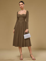 Long Sleeve Tie Back A-Line Dress