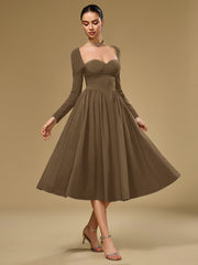 Long Sleeve Tie Back A-Line Dress