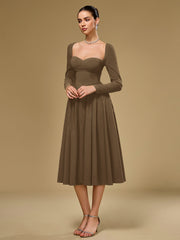 Long Sleeve Tie Back A-Line Dress