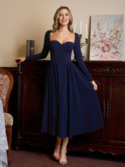 Long Sleeve Tie Back A-Line Dress