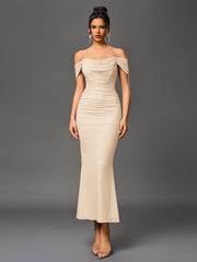 Off Shoulder Ruched Bodycon Dress