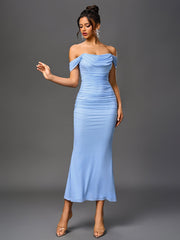 Off Shoulder Ruched Bodycon Dress