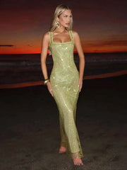 Diamonds Glitter Backless Mini Dress