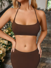 Halter Cut Out Slim Fit Maxi Dress