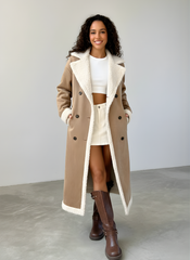 The Khaki Shearling-Lined Long Coat