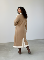 The Khaki Shearling-Lined Long Coat