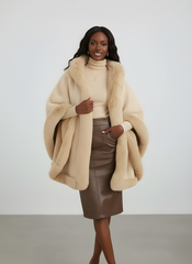 The Faux Fur Trimmed Cape Coat