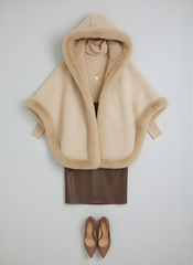 The Faux Fur Trimmed Cape Coat