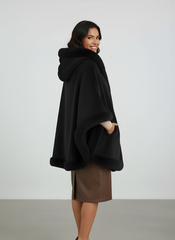 The Faux Fur Trimmed Cape Coat