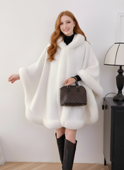 The Faux Fur Trimmed Cape Coat