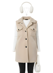 Women's Wool-Like Sleeveless Vest with Lapel