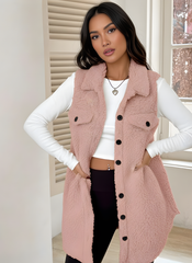 Women's Wool-Like Sleeveless Vest with Lapel