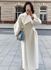Women's Double-Breasted Belted Long Coat