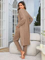 The 3-Piece Brown Ribbed Lounge Set