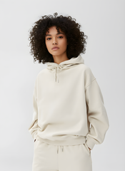 Beige Luxe Cotton Hoodie Set