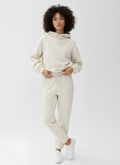 Beige Luxe Cotton Hoodie Set
