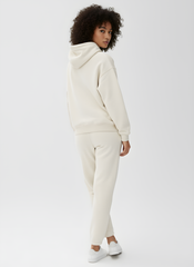 Beige Luxe Cotton Hoodie Set