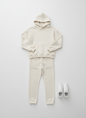 Beige Luxe Cotton Hoodie Set