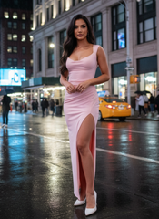 Backless Lace-Up Slit Dress