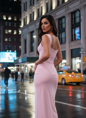 Backless Lace-Up Slit Dress