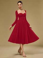 Long Sleeve Tie Back A-Line Dress