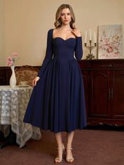 Long Sleeve Tie Back A-Line Dress