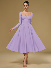 Long Sleeve Tie Back A-Line Dress