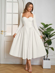 Long Sleeve Tie Back A-Line Dress