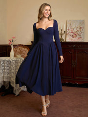 Long Sleeve Tie Back A-Line Dress