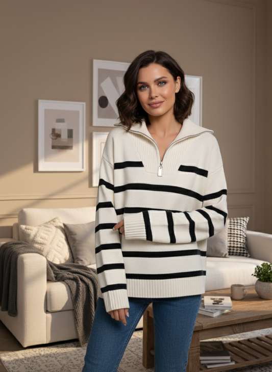 New zippered striped base shirt