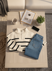 New zippered striped base shirt