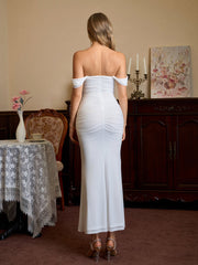 Off Shoulder Ruched Bodycon Dress