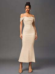 Off Shoulder Ruched Bodycon Dress