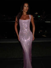 Diamonds Glitter Backless Mini Dress