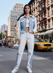 Straight-Leg Spliced Denim Jeans