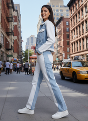 Women's Patchwork Contrast Denim Jacket