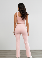 Two-Piece Lounge Set | Ribbed Crop Tank & Flared Pants