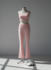 Two-Piece Lounge Set | Ribbed Crop Tank & Flared Pants