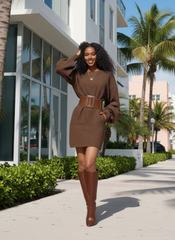 Women's One-Shoulder Bat Sleeve Top with Belt