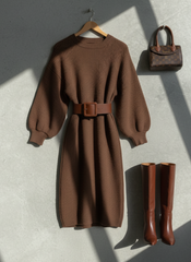 Women's One-Shoulder Bat Sleeve Top with Belt