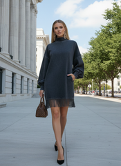 Women's Long-Sleeve Suede Dress