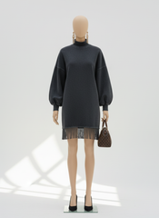 Women's Long-Sleeve Suede Dress