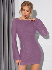 Backless Draped Glitter Mini Dress
